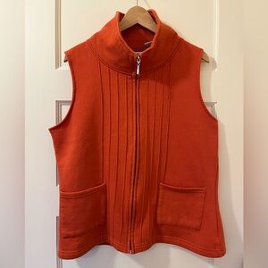 Shenanigans • Y2K Orange Zip-Front Vest • Pinch Pleat Detail • Women’s M